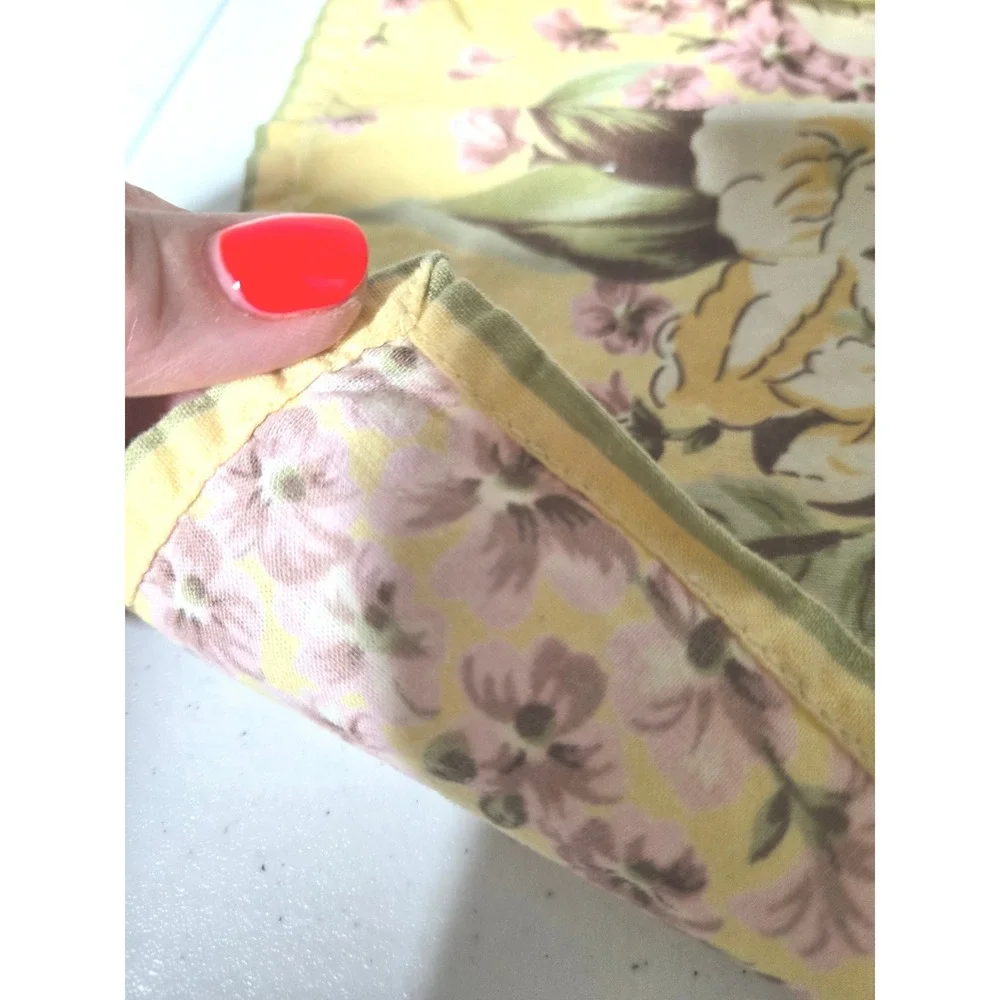 Ralph Lauren Sophie Brooke Yellow Floral Napkins Set of 4 Pink Roses Vintage